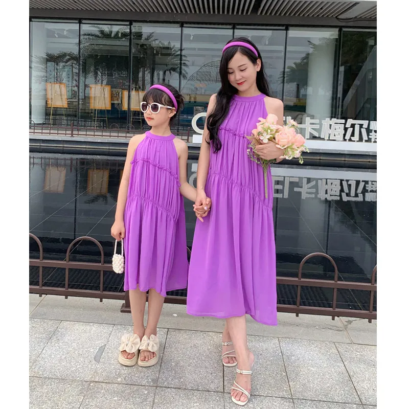 Summer Clothing Baby Girl - Vacation Look Mom and Daughter Purple